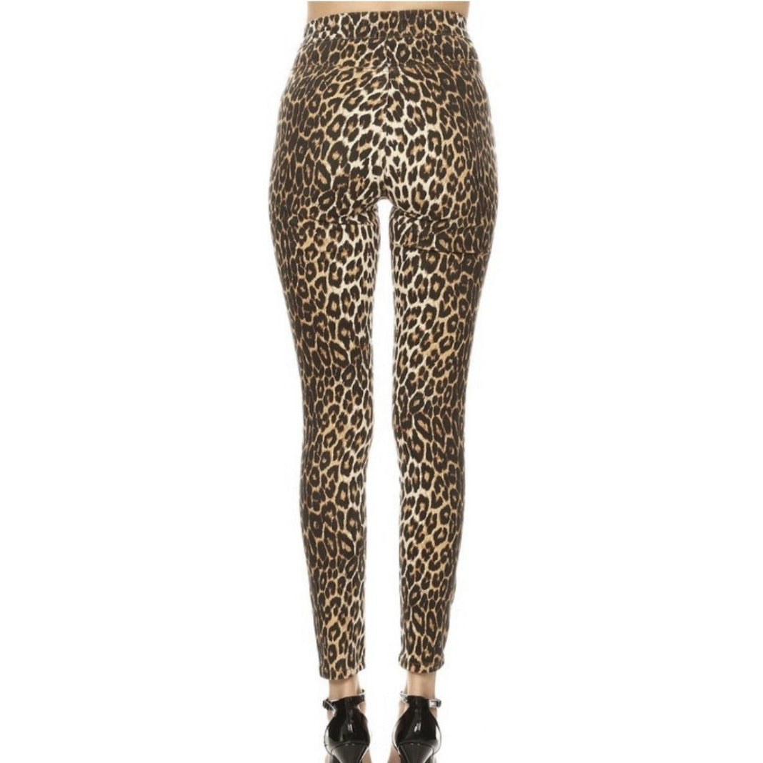 Leopard High Waist Stretch Jeans